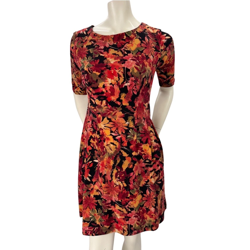 Laura Petites Floral Sheath Dress Short Sleeve Round Neck Cottagecore   Sz 8